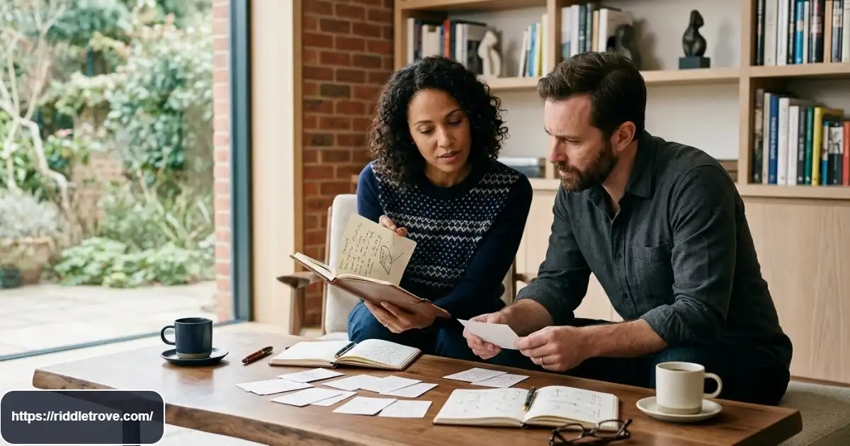 Adults concentrating while solving difficult brain riddles together