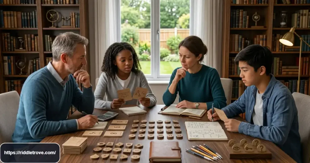 Readers solving difficult brain-bending riddles together