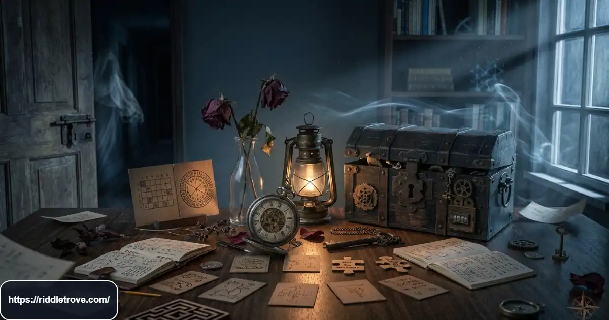 Creepy and mysterious dark riddles with spooky shadows and eerie nighttime atmosphere