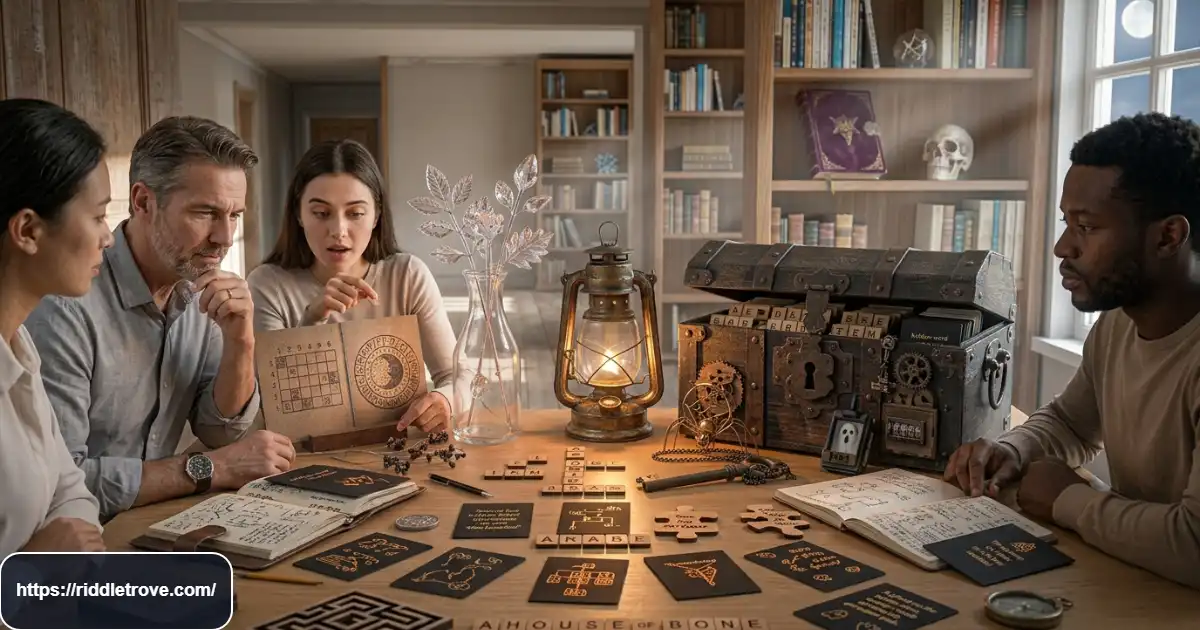 Word riddles with answers shown as a clever letter-based brain challenge