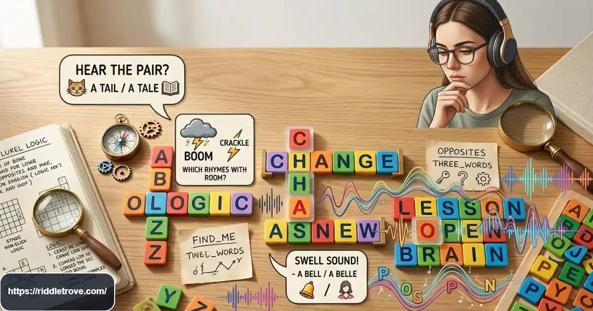 Homophone and sound word riddles with clever pronunciation clues