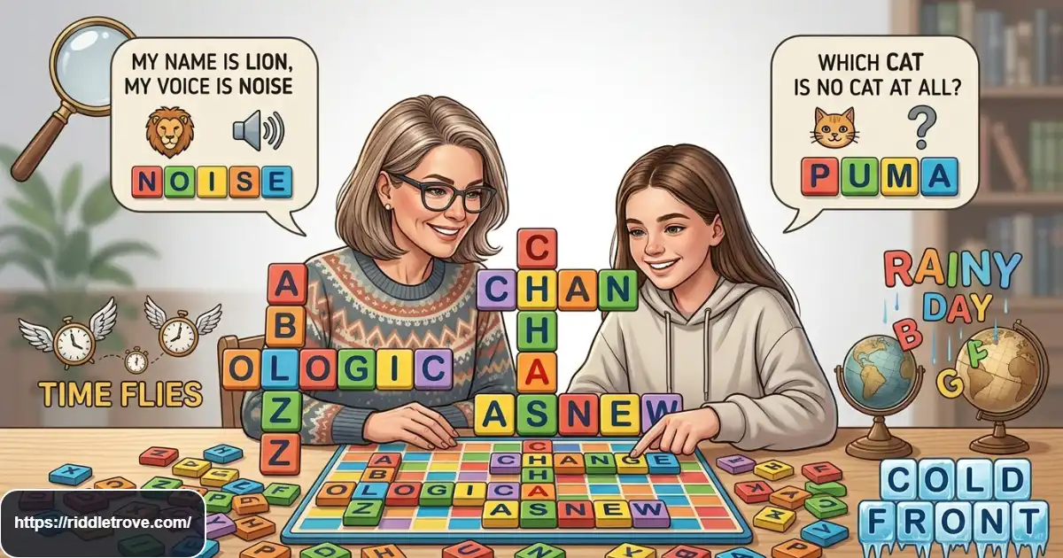 Funny and clever word riddles with playful clues and surprising answers