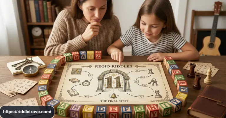Alphabet letters with a question mark showing the tricky riddle answer