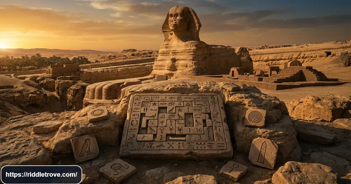 Ancient-inspired Sphinx puzzle scene representing classic riddle challenges