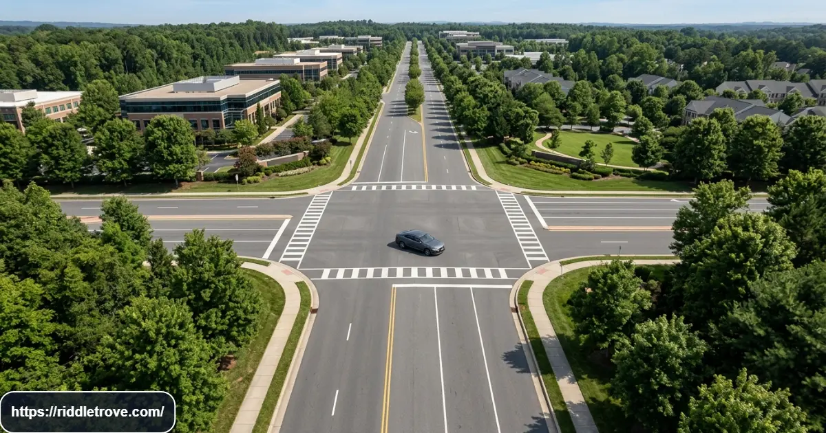 Car navigating directional turns at a road intersection for a brain teaser
