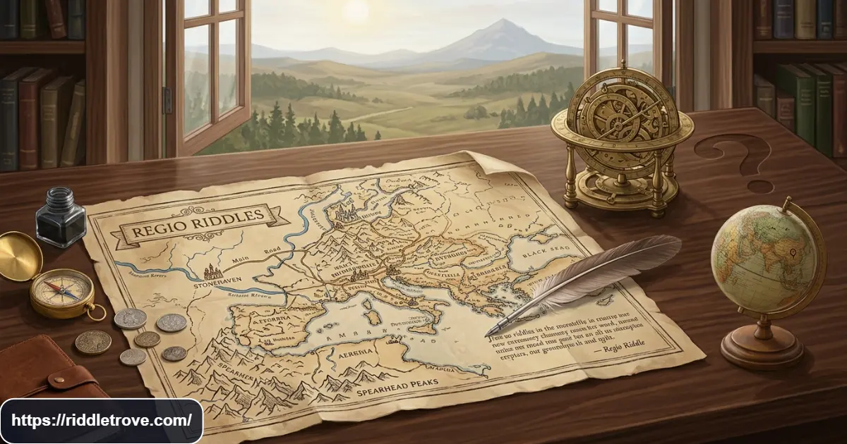 Map showing cities, mountains, and rivers for the cities without houses riddle