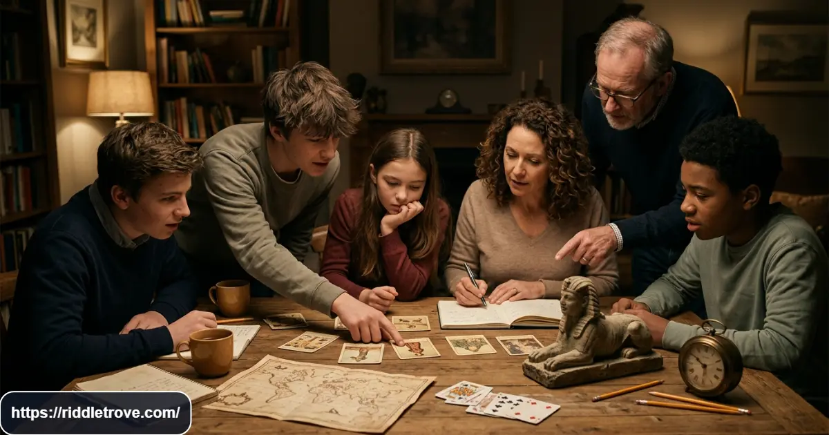People solving famous riddles and classic brain teasers together