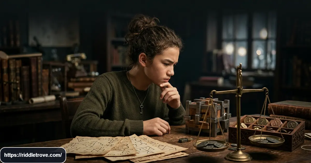 Teen solving a difficult final riddle challenge with multiple logic clues
