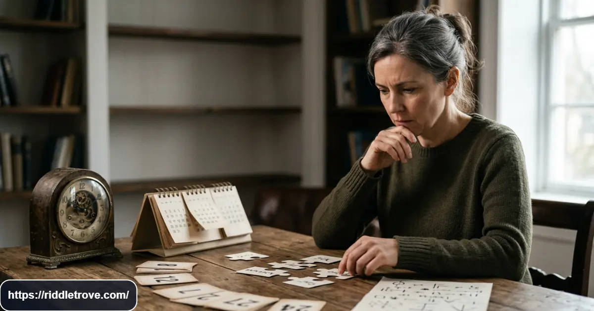 Person solving a difficult time and calendar riddle challenge