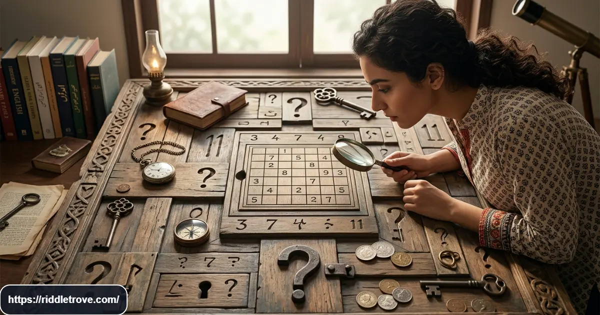 Challenging final tricky riddles with hidden clues, numbers, objects, and logic puzzles