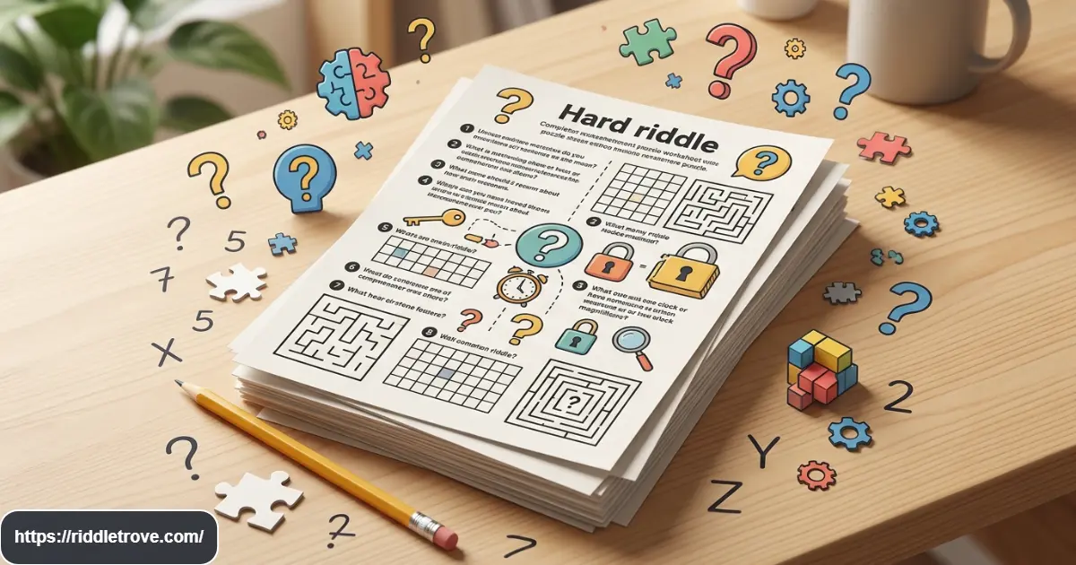 Hard riddle worksheets with challenging printable puzzles