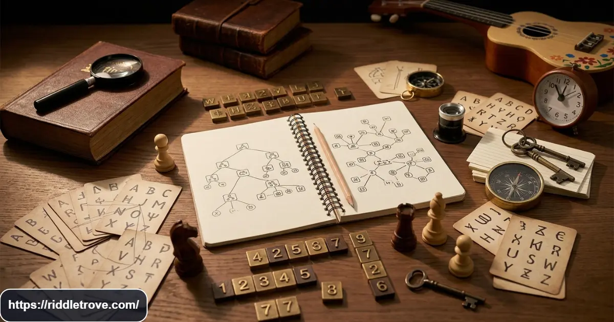 Harder logic riddles with clues, numbers, chess pieces, and puzzle objects