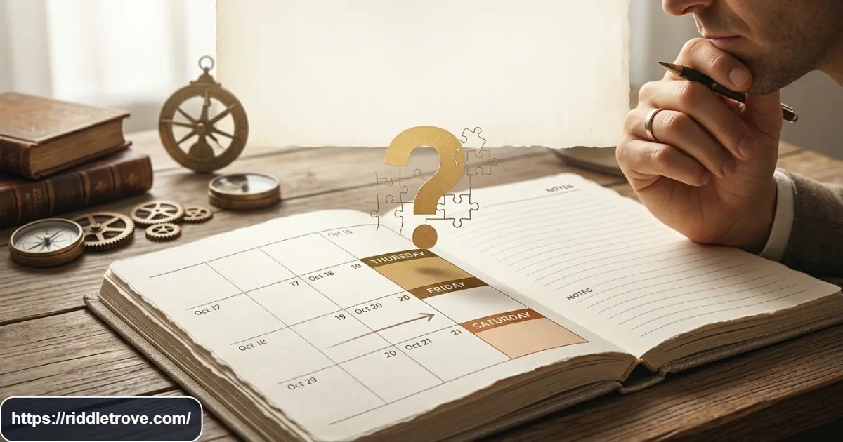 Calendar showing Friday and Saturday for a tricky day-of-week riddle