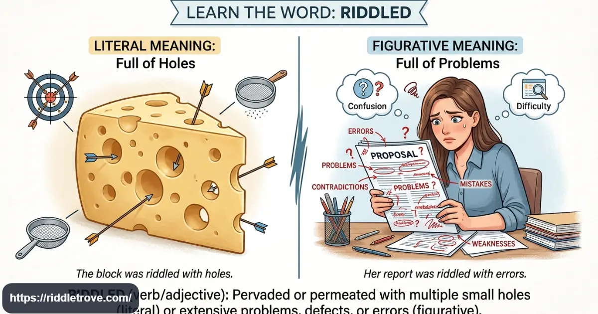 Literal and figurative meanings of riddled