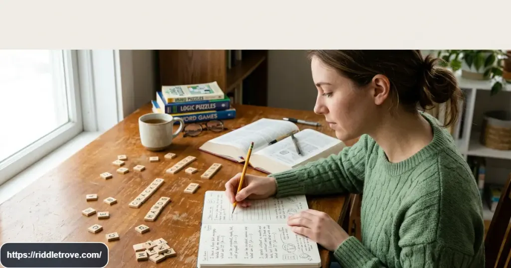 Medium word riddles with clever clues and answers on a puzzle board