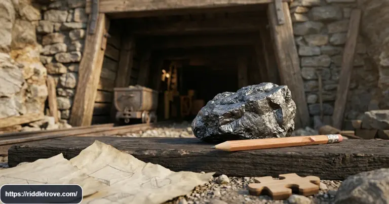 Pencil and graphite beside a mine representing the taken from a mine riddle