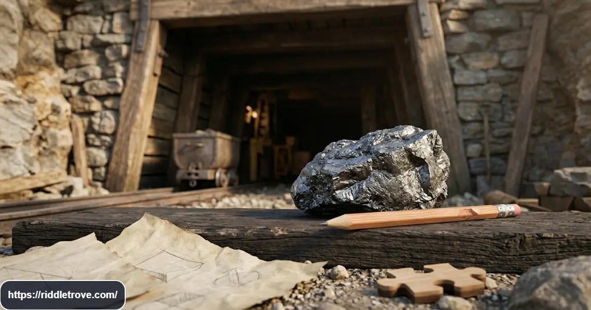 Pencil and graphite beside a mine representing the taken from a mine riddle