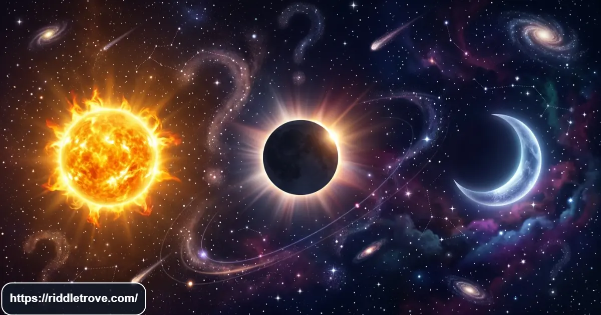 Moon and Sun riddles in a cosmic scene