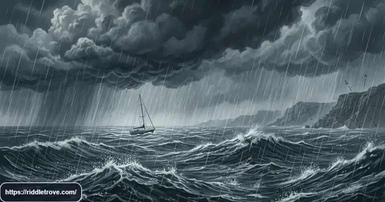 Rain falling over the sea for a never-wetter riddle