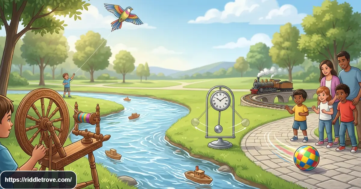 Short movement riddles featuring playful objects and actions that suggest motion and movement
