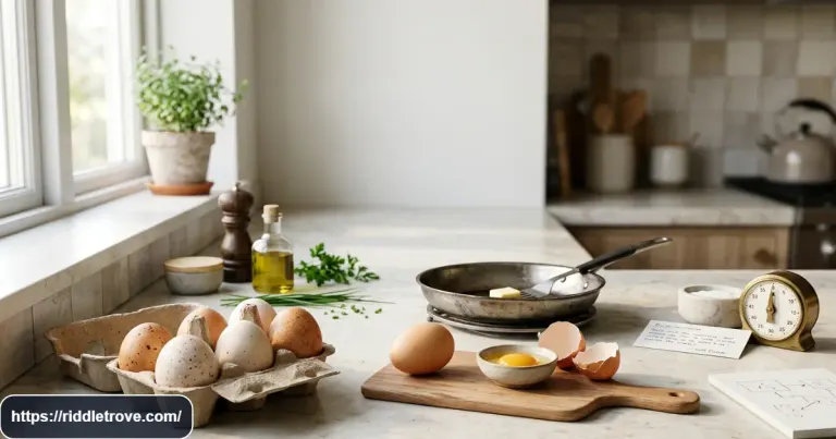 Six eggs with two eggs being prepared for the classic riddle