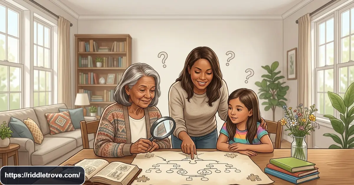 Family relationship puzzle showing Teresa's daughter and granddaughter
