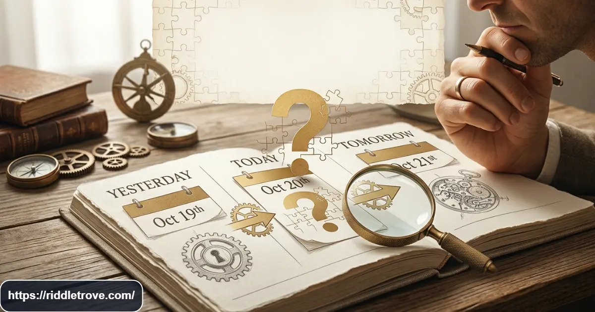 Calendar puzzle connecting yesterday today and tomorrow