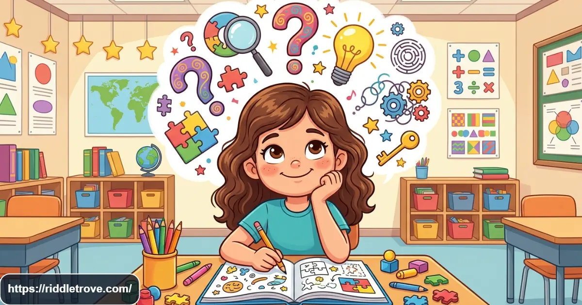 Tricky 3rd grade riddles with a child solving fun brain teasers