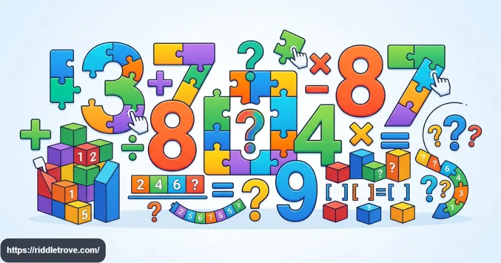 Numbers and puzzle pieces representing tricky number riddles