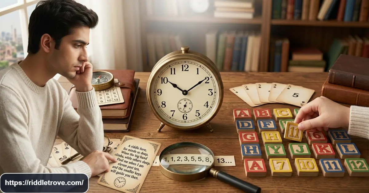 Analog clock with numbers for tricky number and time riddles