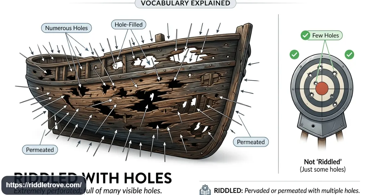 Illustration explaining riddled with holes