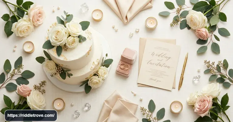 Wedding rings, roses, and cake for 100 wedding riddles with answers