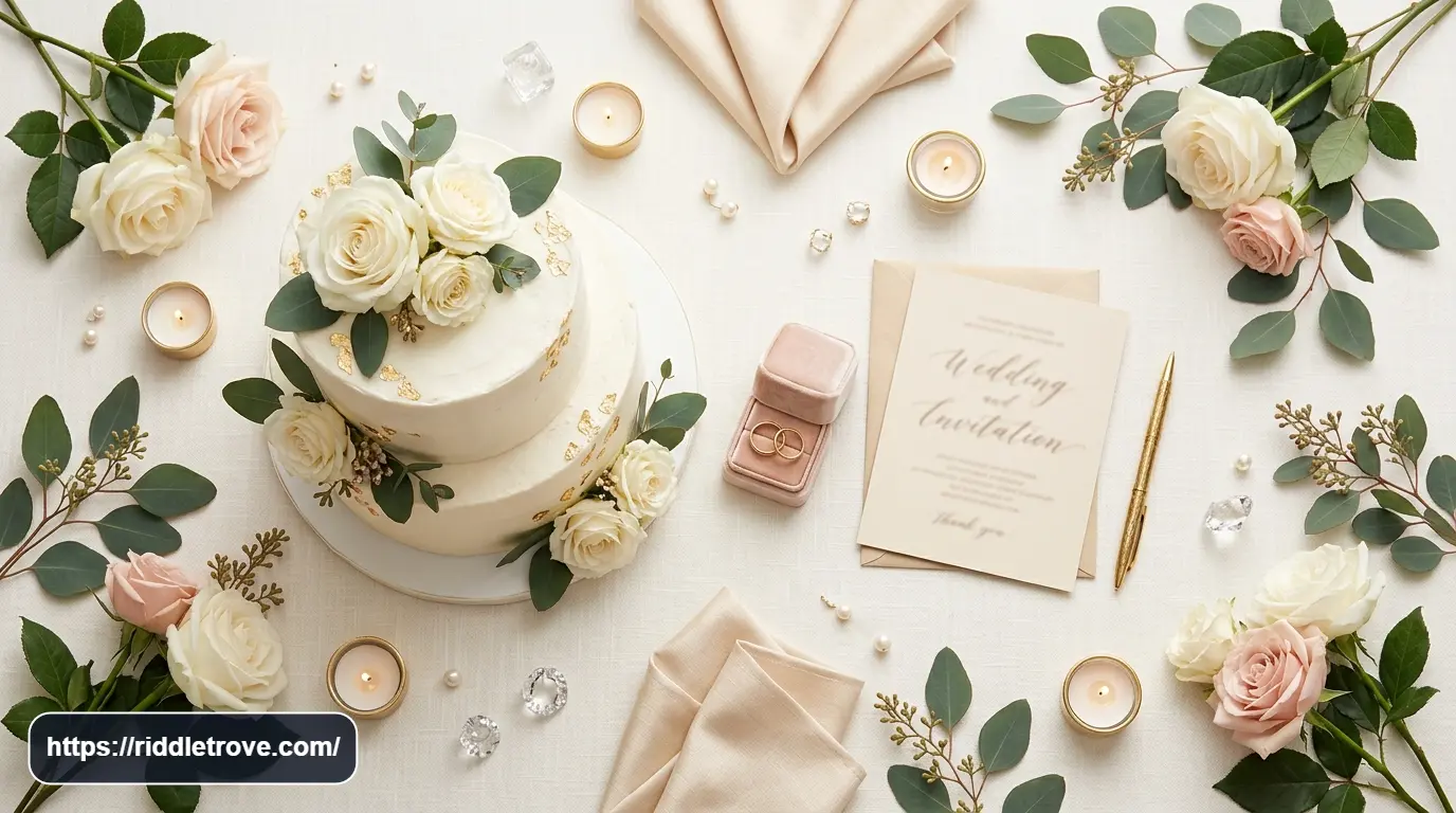 Wedding rings, roses, and cake for 100 wedding riddles with answers