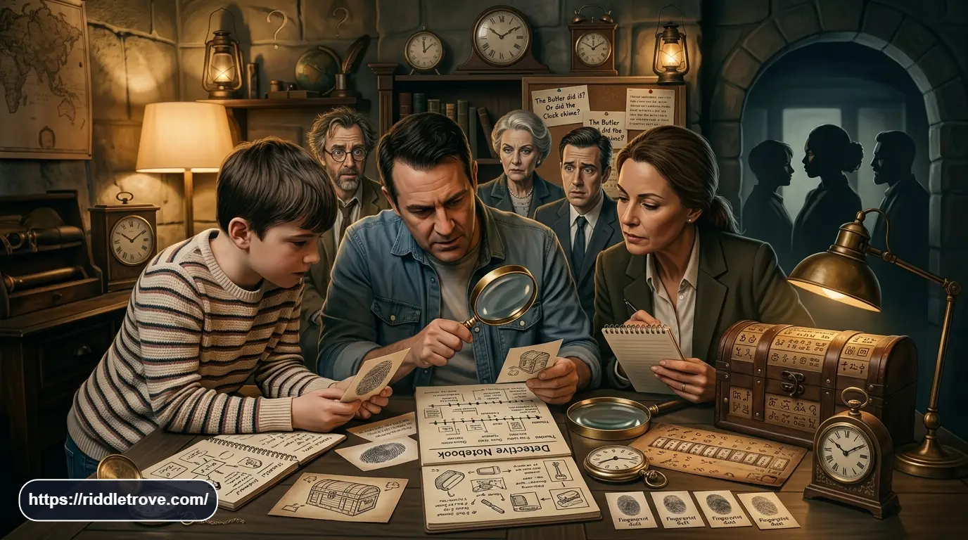 Detective comparing suspect alibis and clues