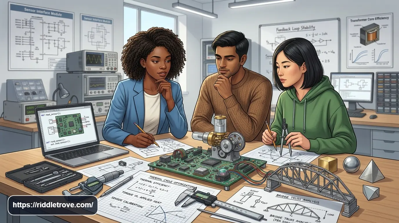 Engineering brain teasers with gears, structural models, circuits, and logic puzzles