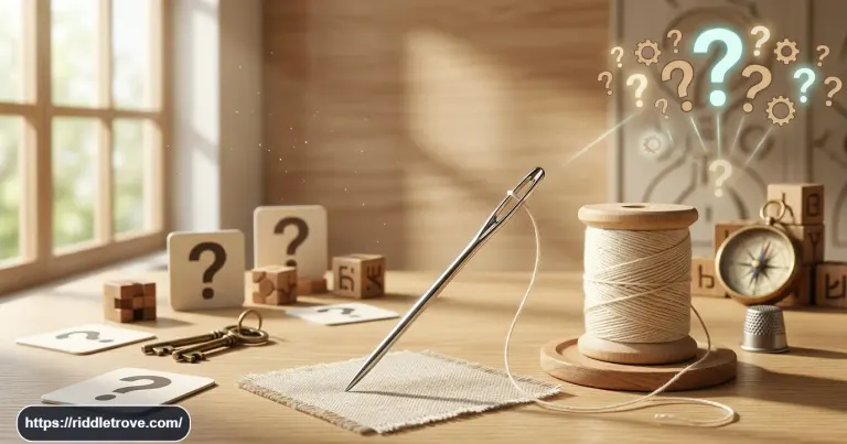 Everyday household objects arranged for a simple children's riddle game