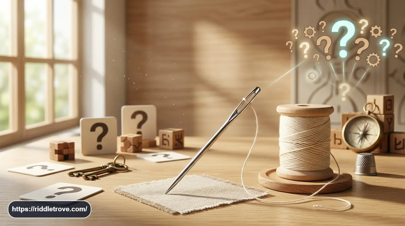 Everyday household objects arranged for a simple children's riddle game