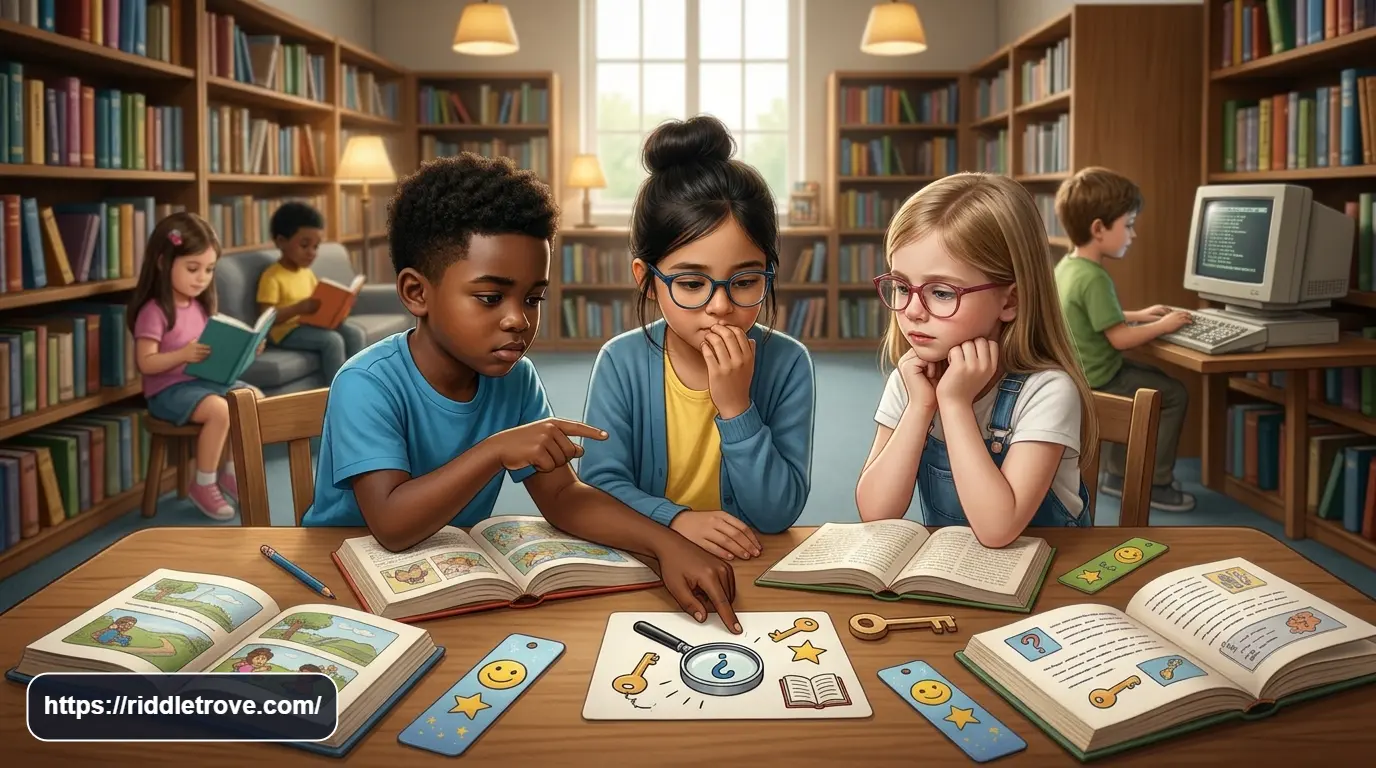 Young readers competing to solve a challenging final reading riddle