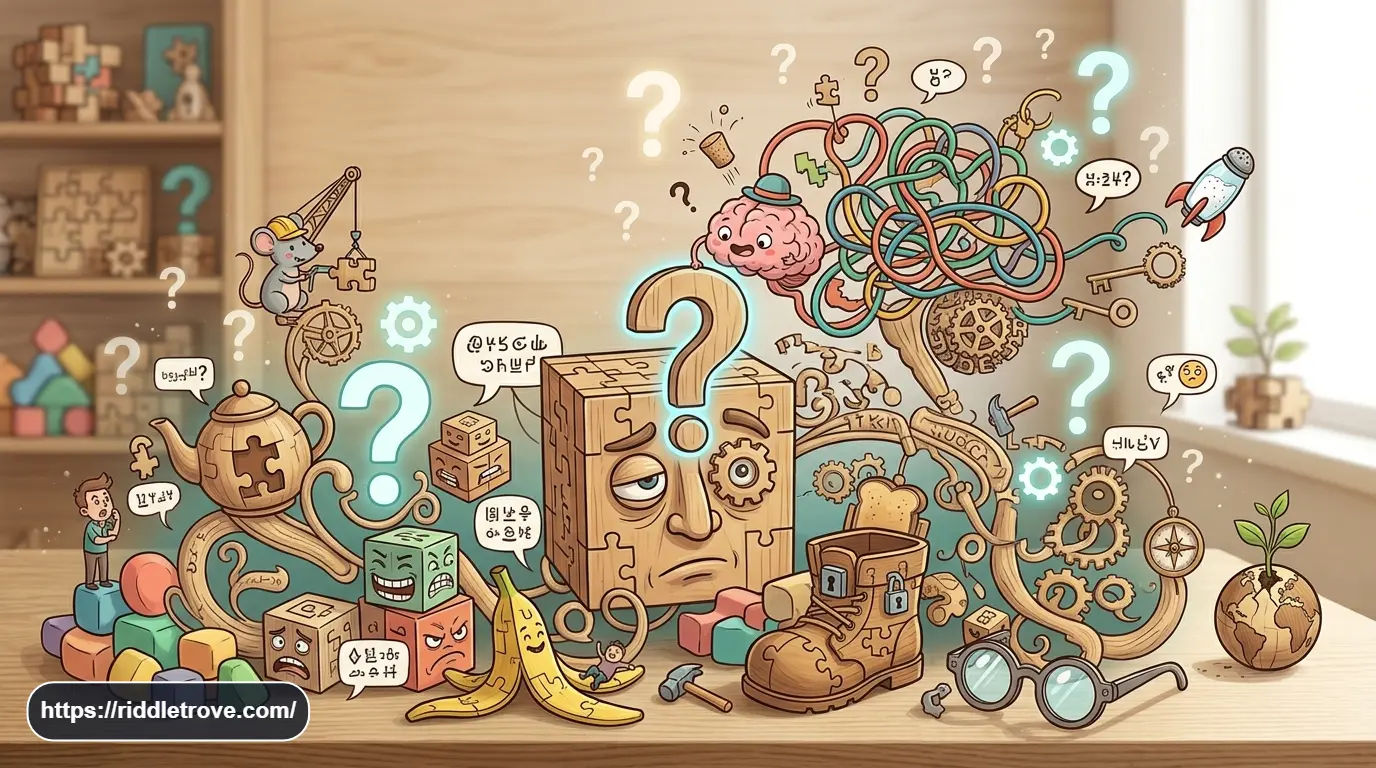 Funny riddles with playful puzzle illustrationsFunny riddles with playful puzzle illustrationsFunny riddles with playful puzzle illustrations