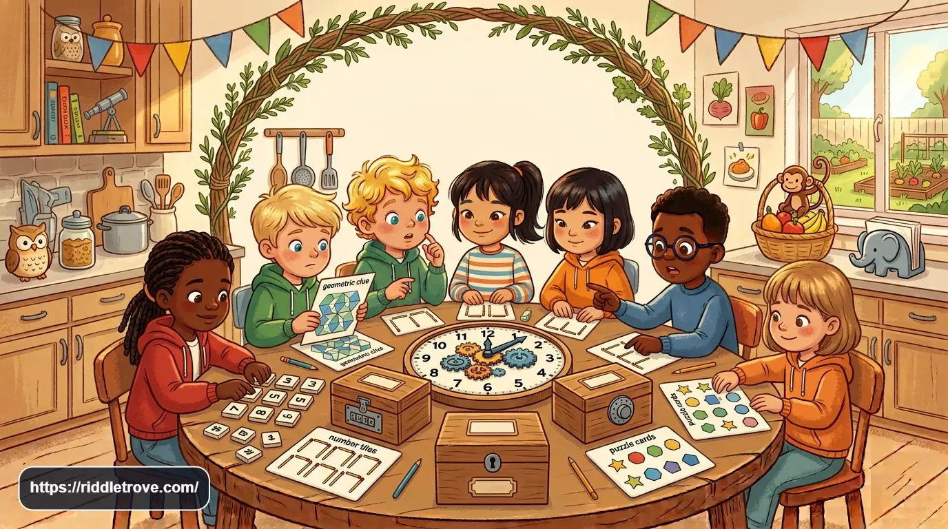 Nine-year-old children tackling challenging logic puzzles together