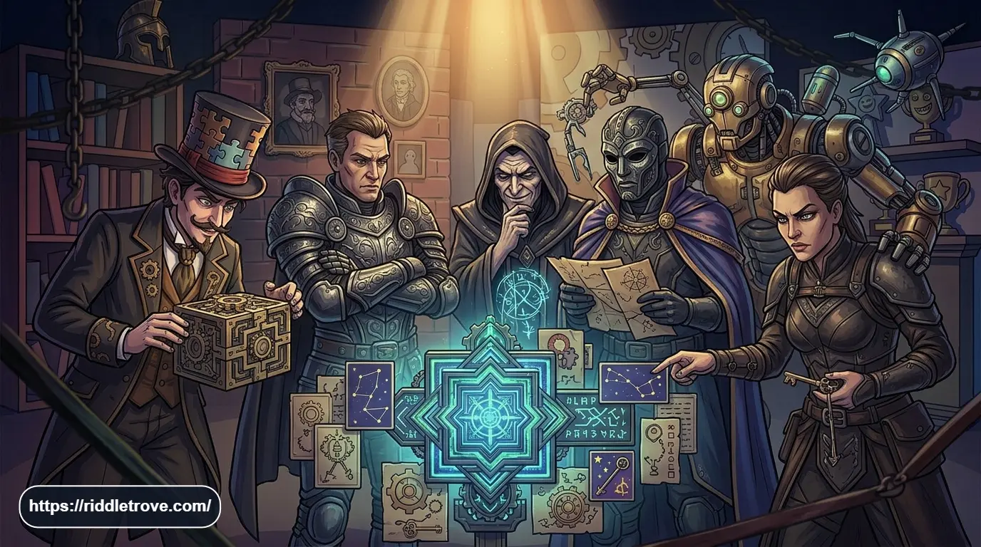 Powerful villains facing a difficult puzzle challenge