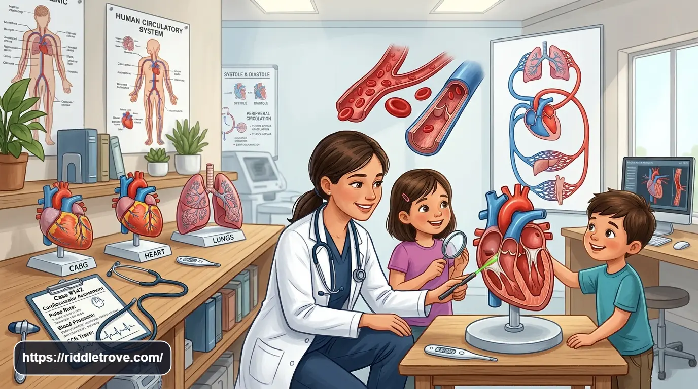 Heart and blood circulation illustration for medical riddles about the human body