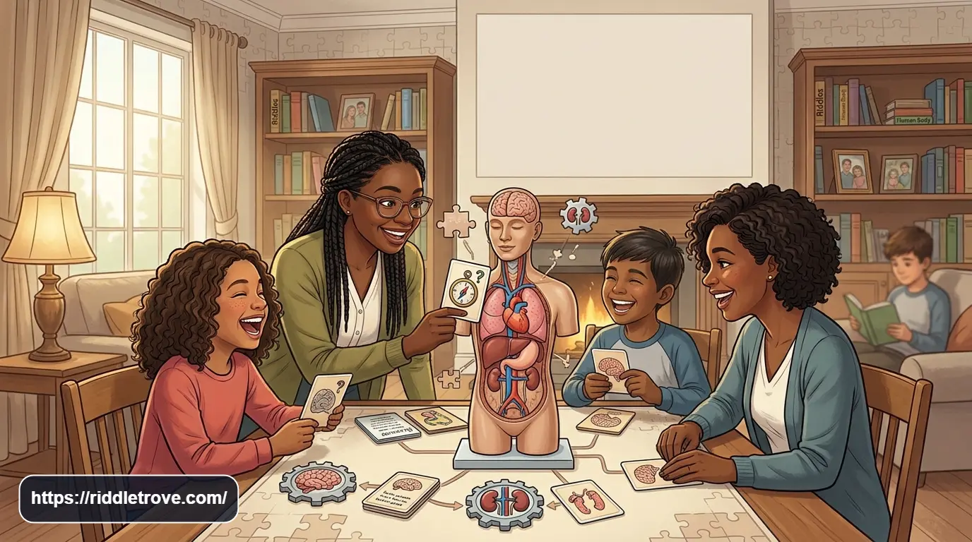 Realistic human organs illustration for a family-friendly body riddle article