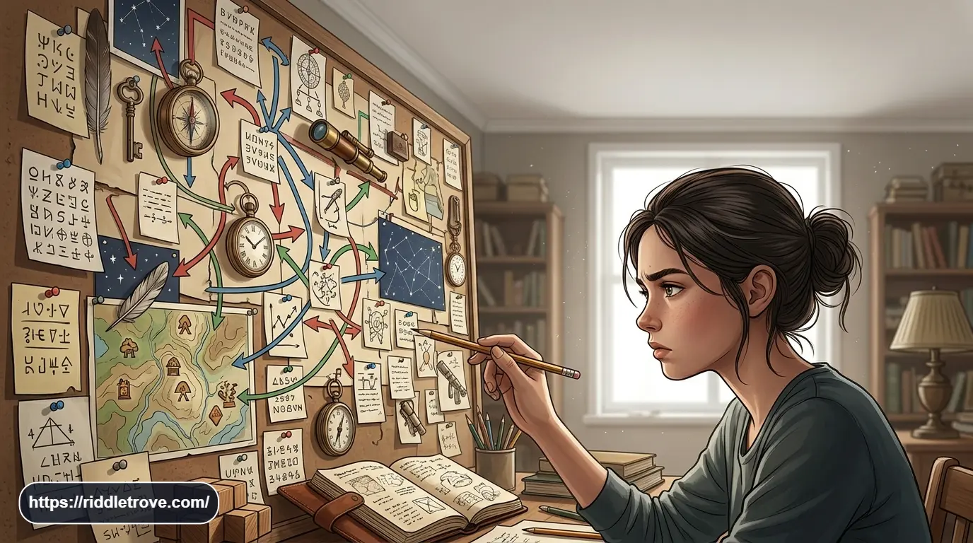 Person solving a clever lateral thinking puzzle with visual clues