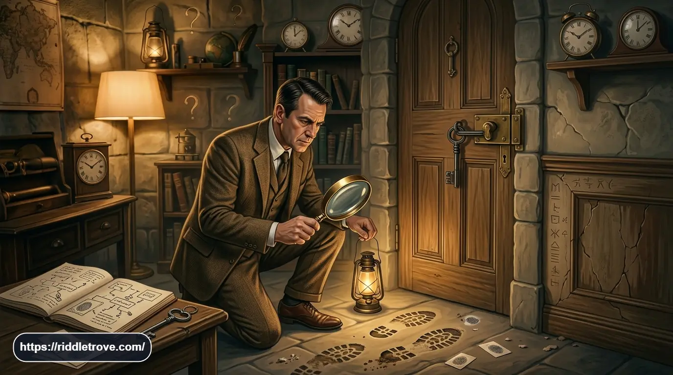 Detective investigating a mysterious locked room