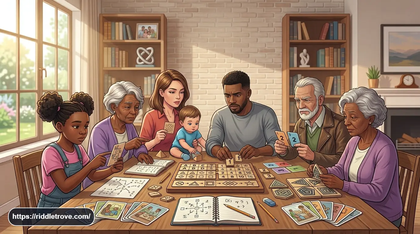 Family solving medium logic and lateral thinking riddles together