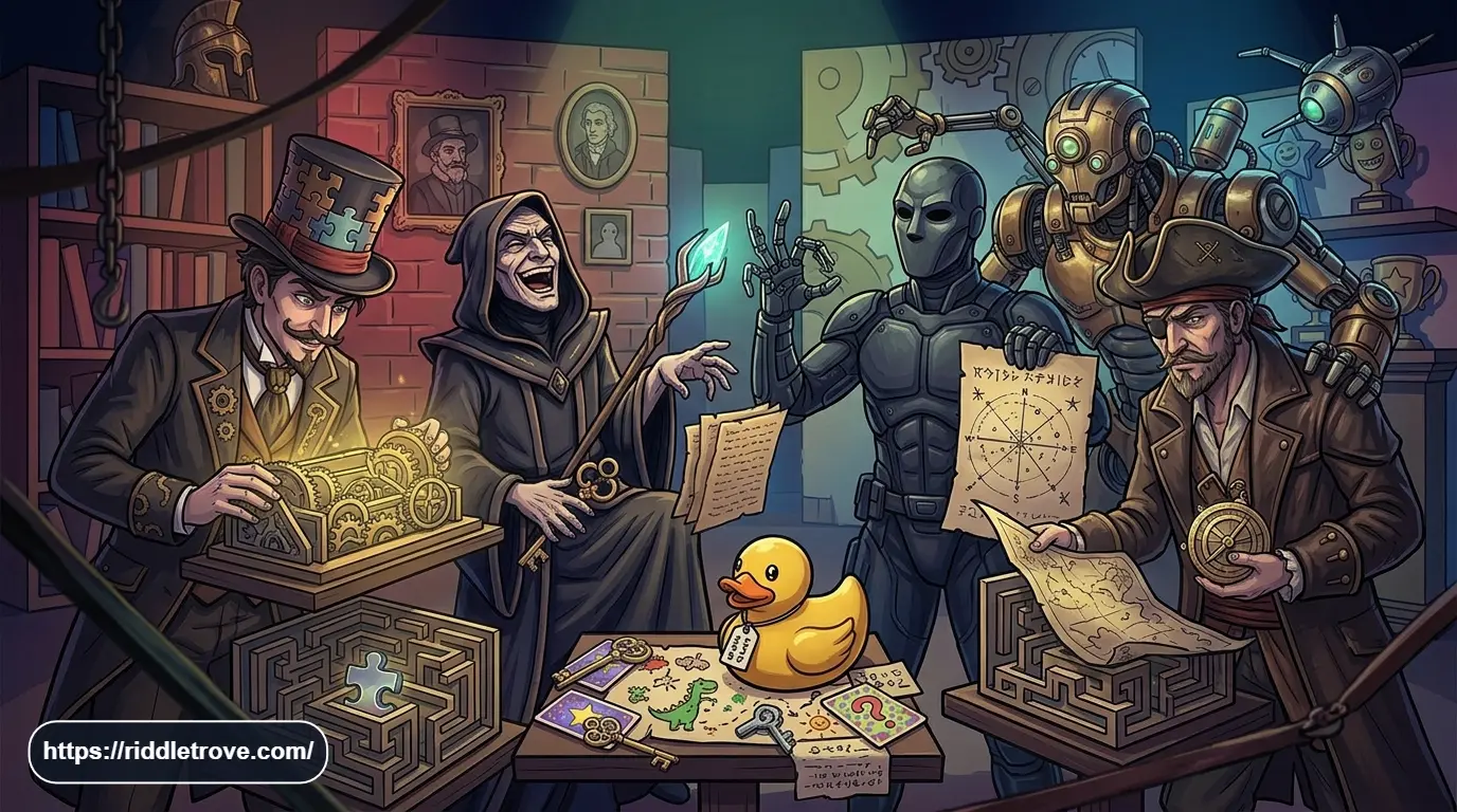 Movie-inspired villains facing a mysterious cinematic riddle challenge