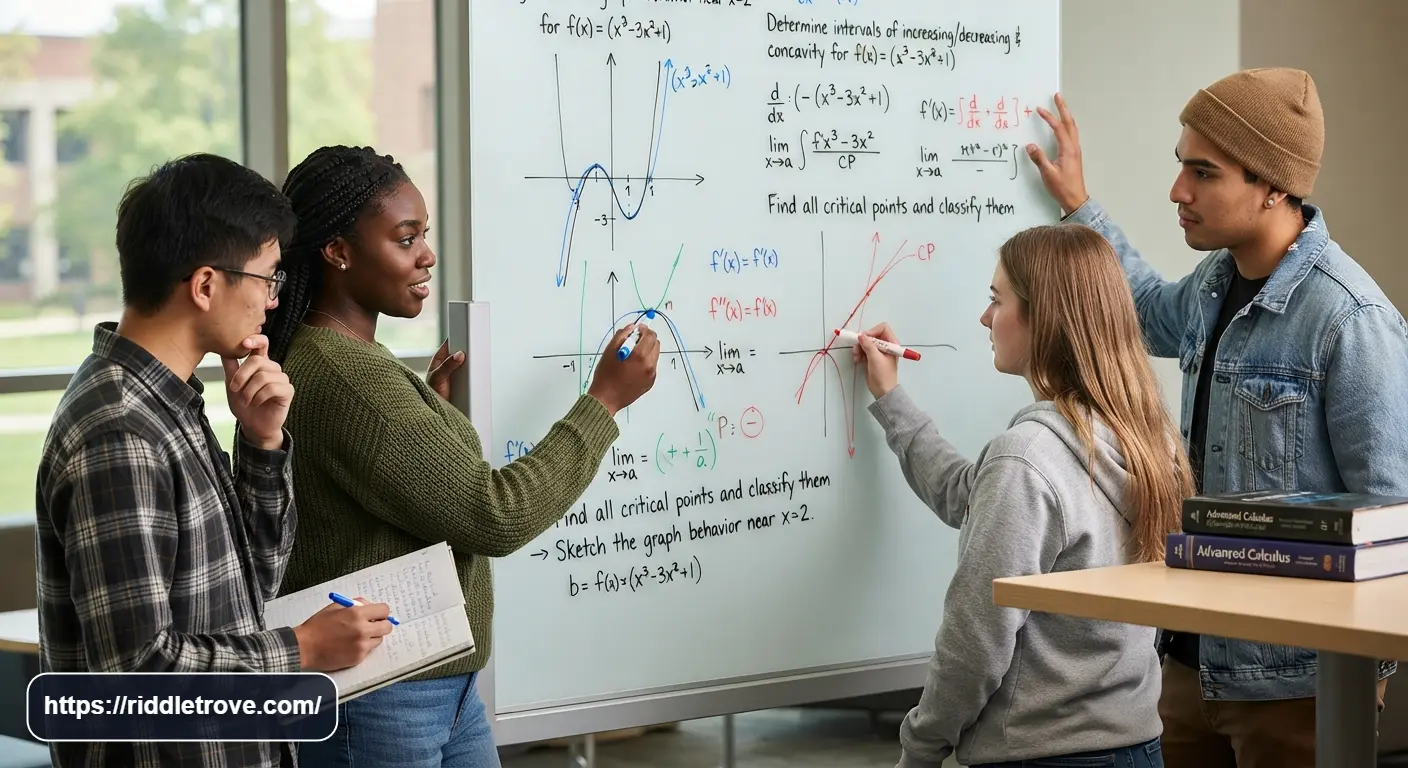 Students working through tricky calculus graph and derivative puzzles
