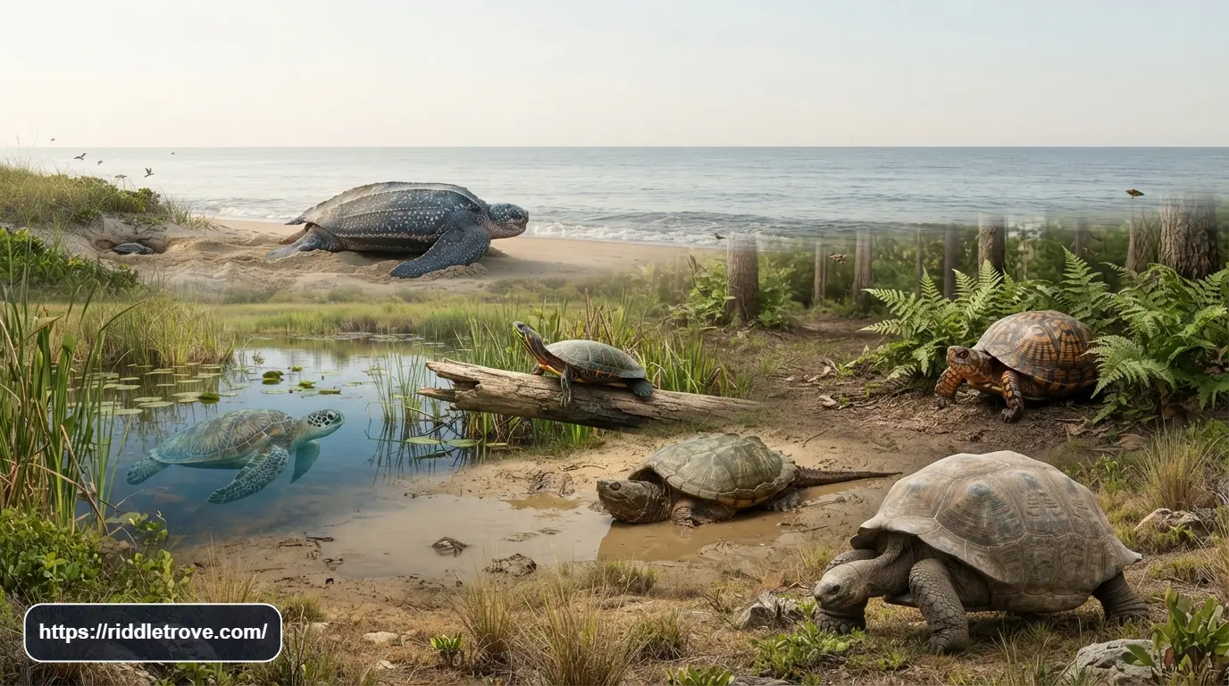 Turtles and tortoises featured in a fun educational riddle activity